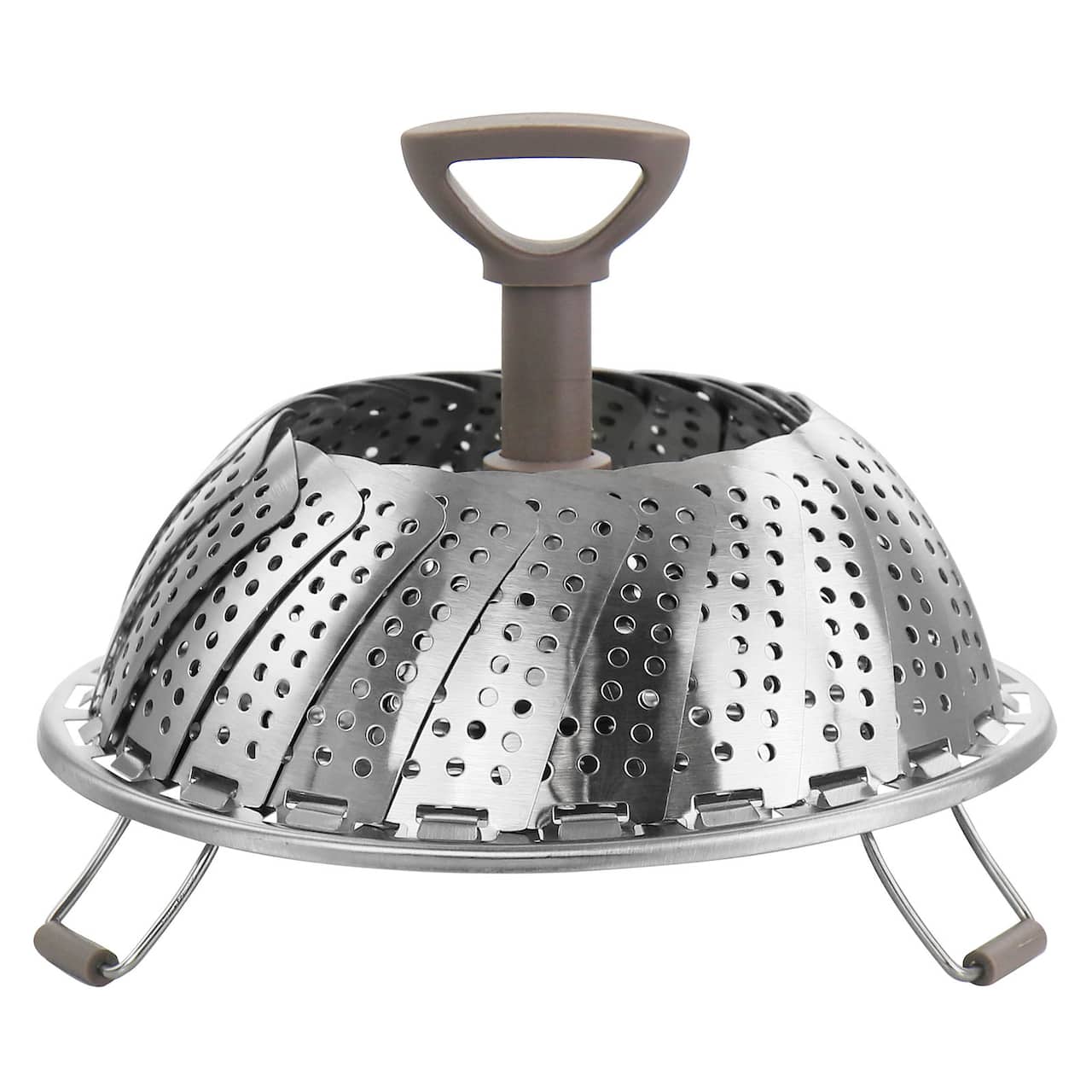 Martha Stewart Stainless Steel Folding Steamer Insert with Taupe Handle